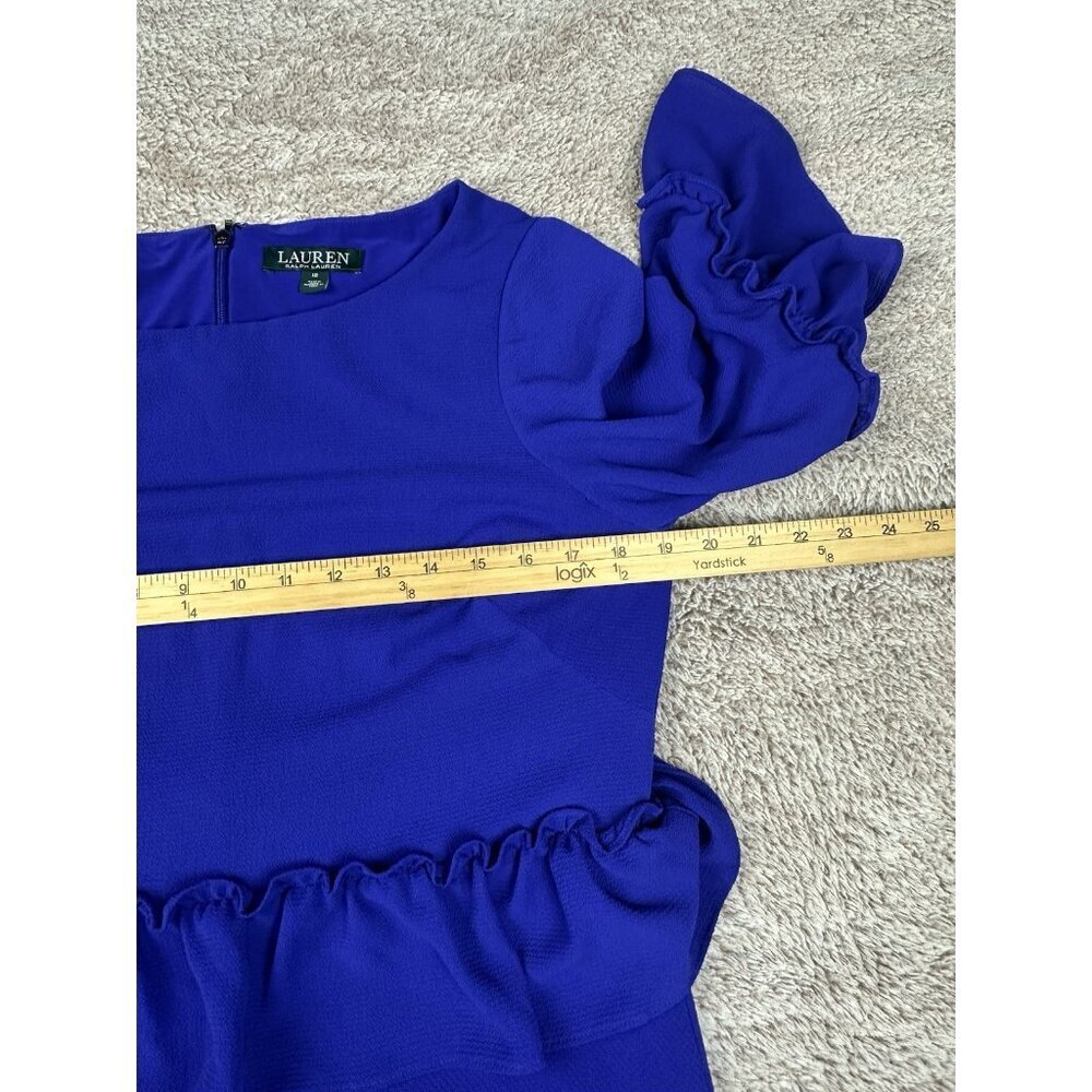 Lauren Ralph Lauren Elbow Ruffle Sleeve Dress in Royal Purple Size 12 - Picture 8 of 15